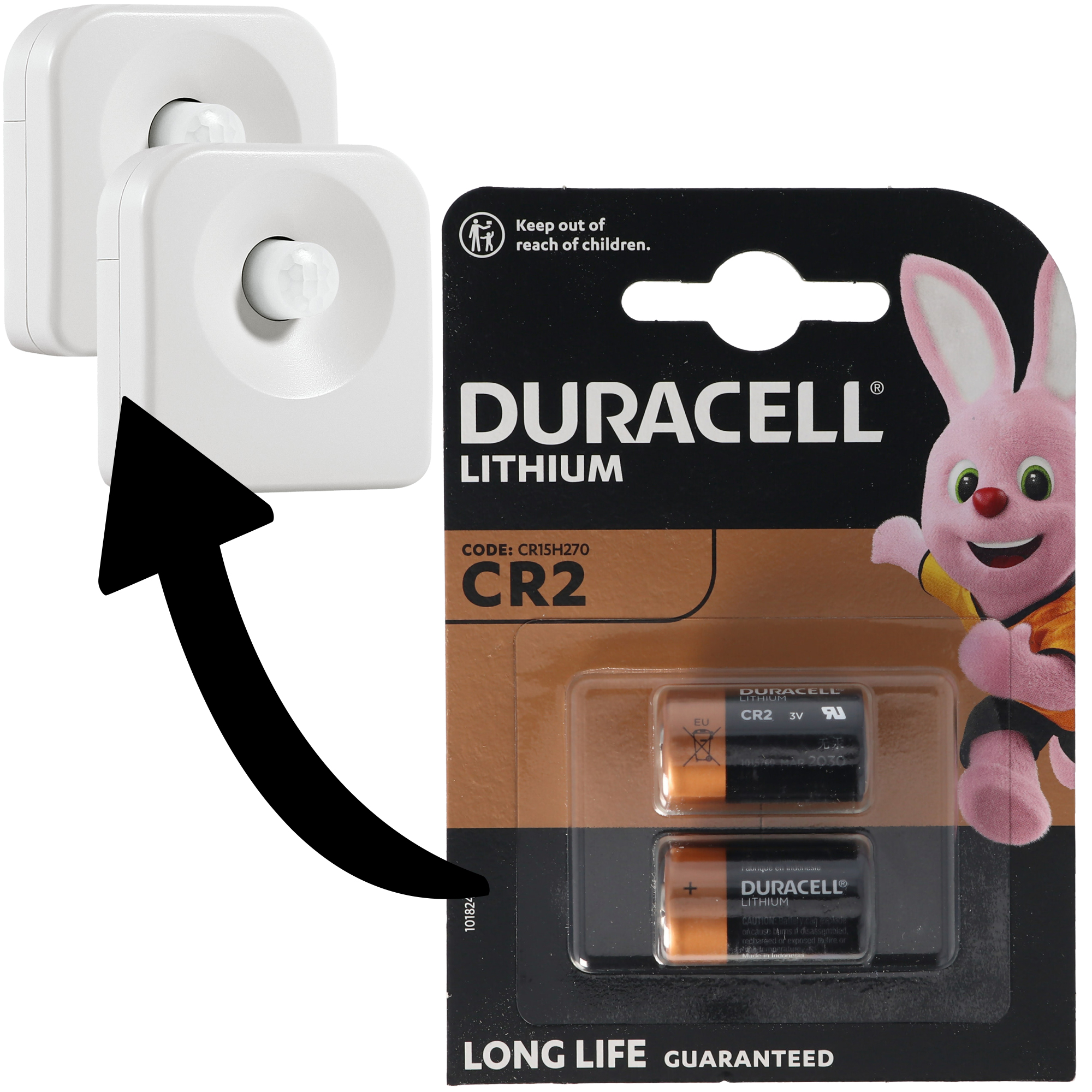 Batterien passend für 2 Osram Lightify Motion Sensor Bewegungsmelder Doppelpack Duracell CR2 Lithium Batterie