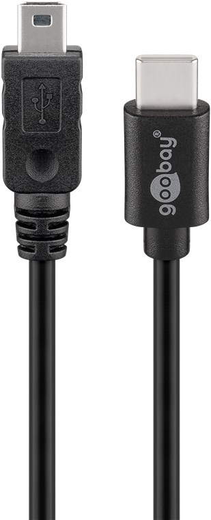 Goobay USB 2.0 Kabel USB-C™ auf Mini-B 2.0, schwarz - USB 2.0-Mini-Stecker (Typ B, 5-Pin) > USB-C™-Stecker