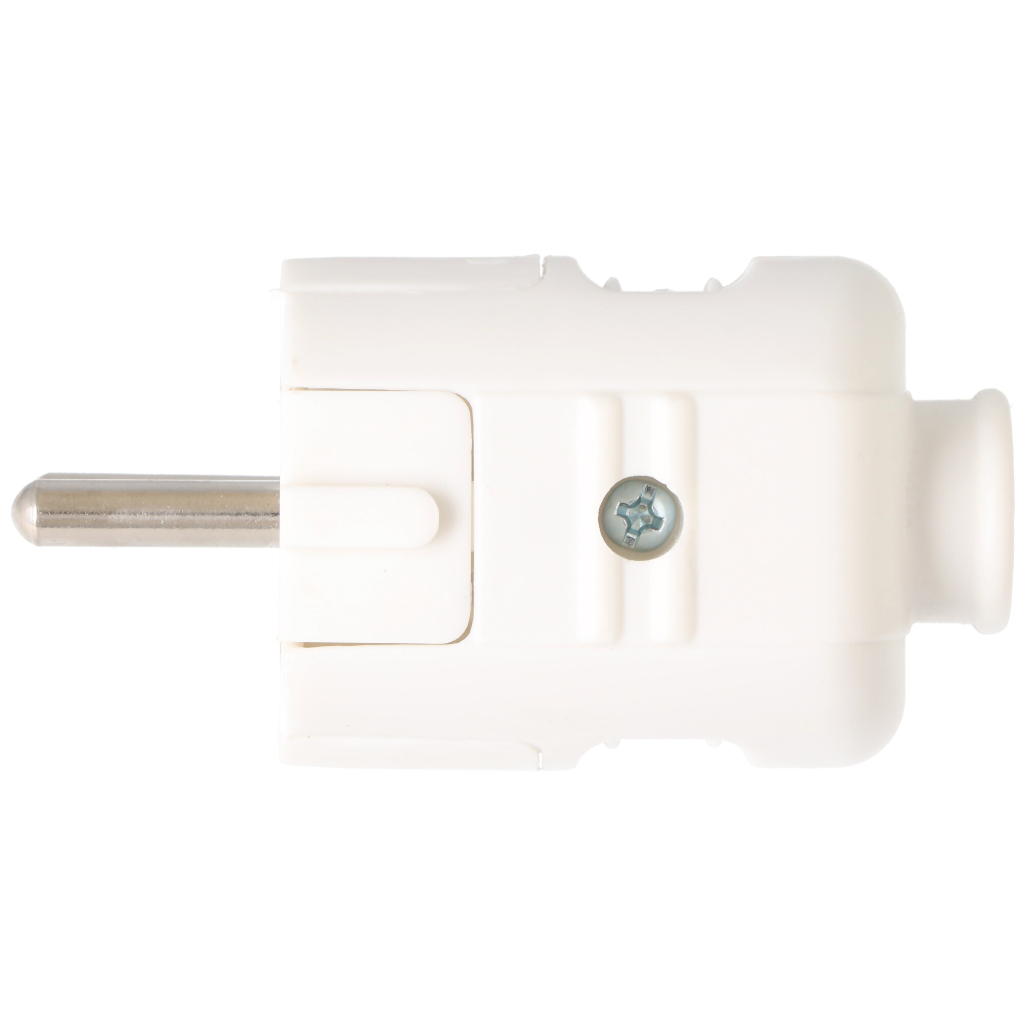 Schukostecker weiß, Schutzkontaktstecker weiss, Schuko-Stecker mit Zugentlastung IP44 16A 250V, mit doppeltem Schutzkontakt