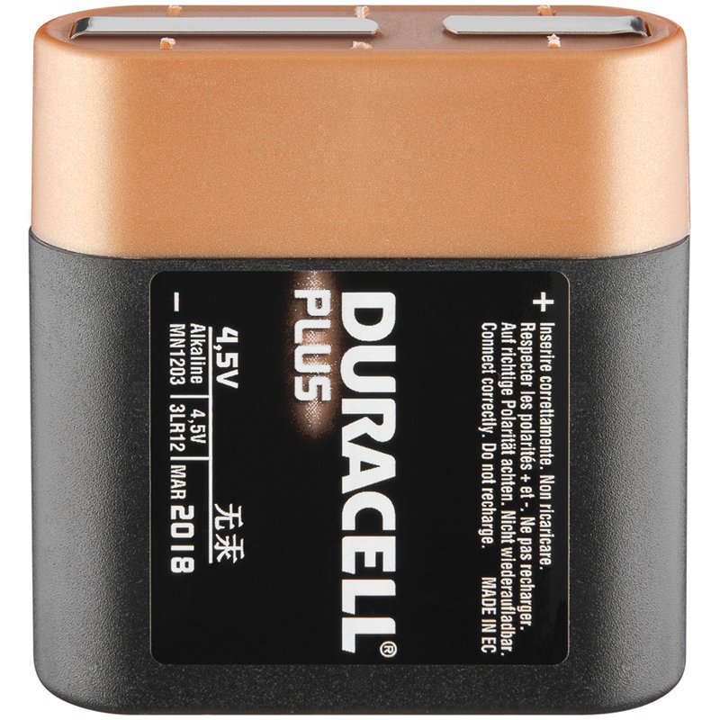DURACELL Plus 4,5 Volt MN1203 3LR12 Flachbatterie 1er Pack, 62x22x67mm