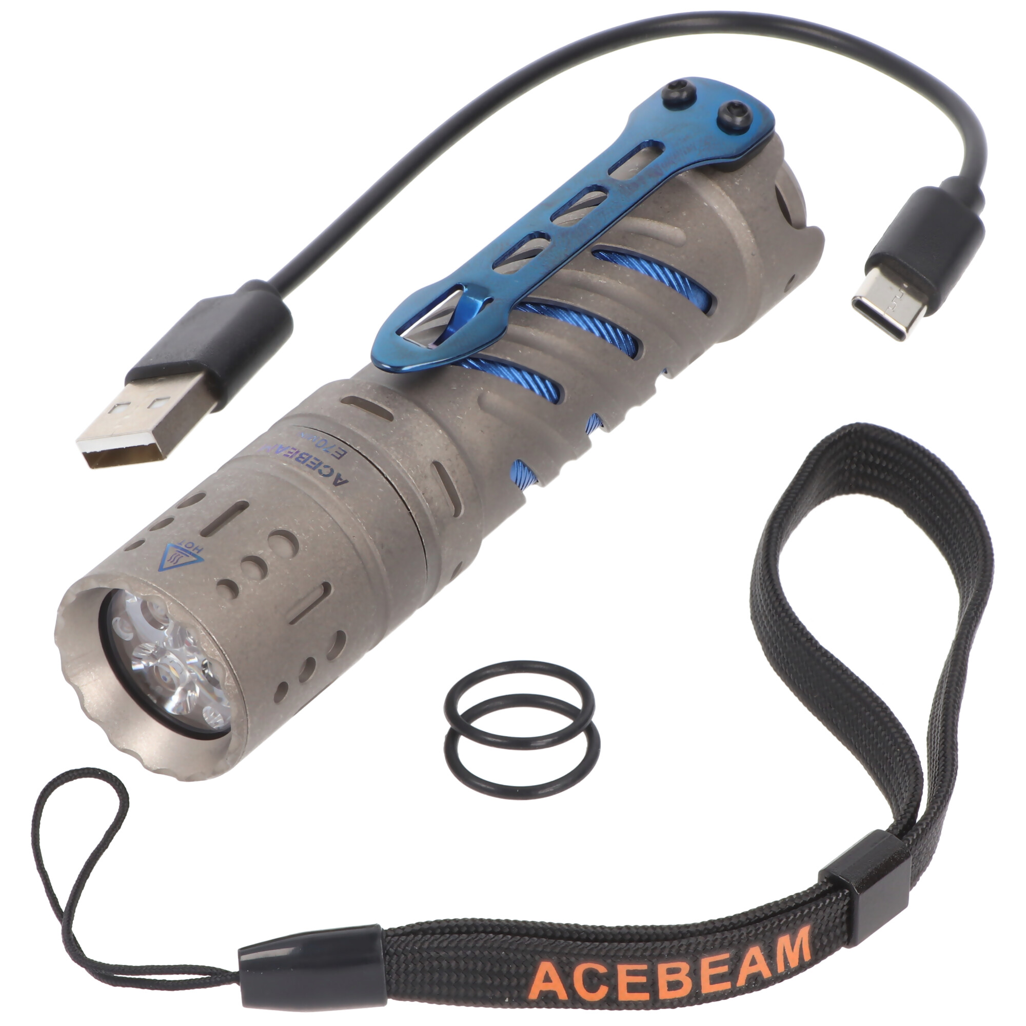 AceBeam E70 Mini Titan LED-Taschenlampe mit 1.500 Lumen, inklusive 18650 Li-Ion 3100mAh Akku