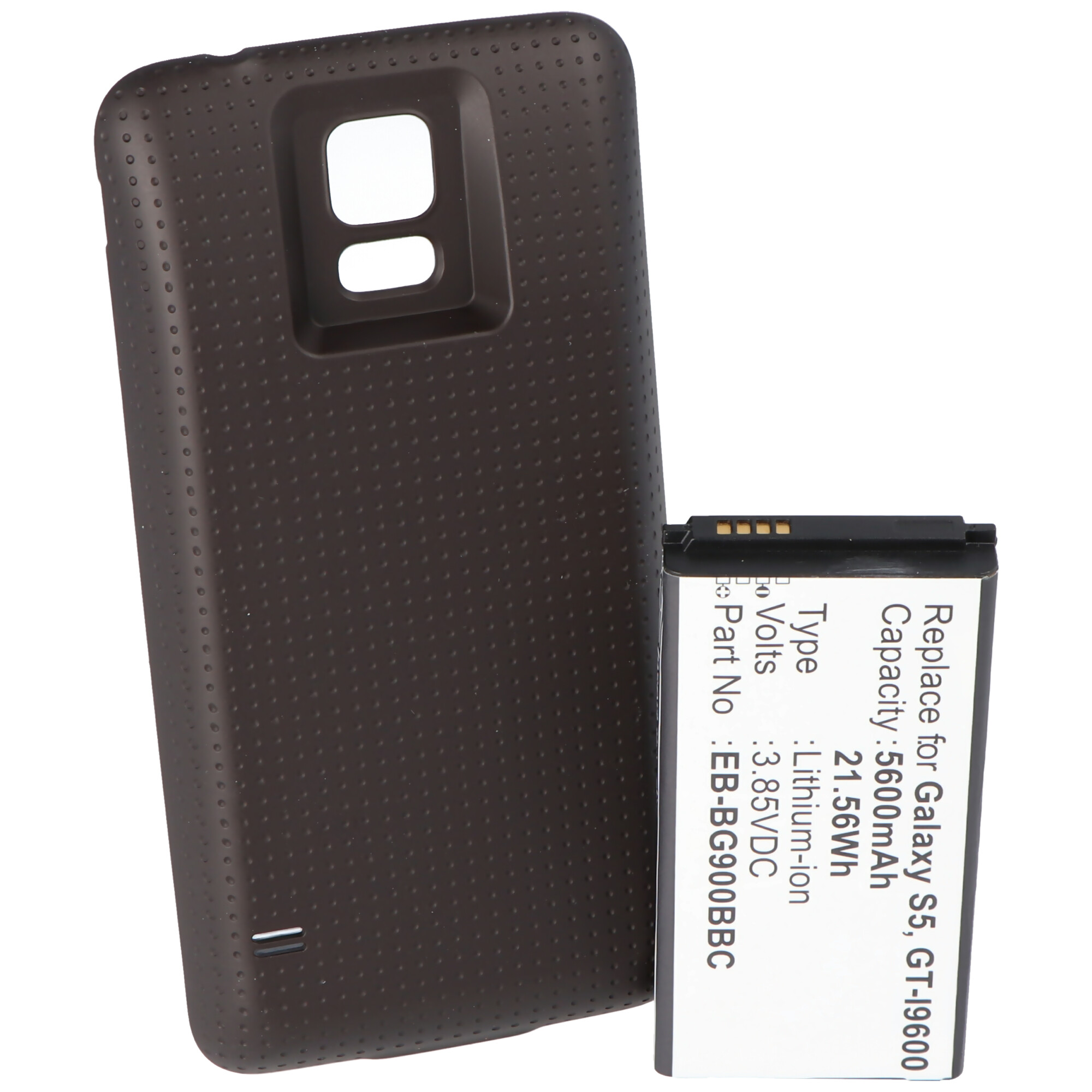 Akku nur passend für Samsung Galaxy S5 mit 5600mAh mit Zusatzdeckel schwarz