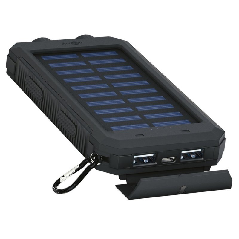 Outdoor Powerbank 8000mAh mit Solarpanel und Taschenlampenfunktion
