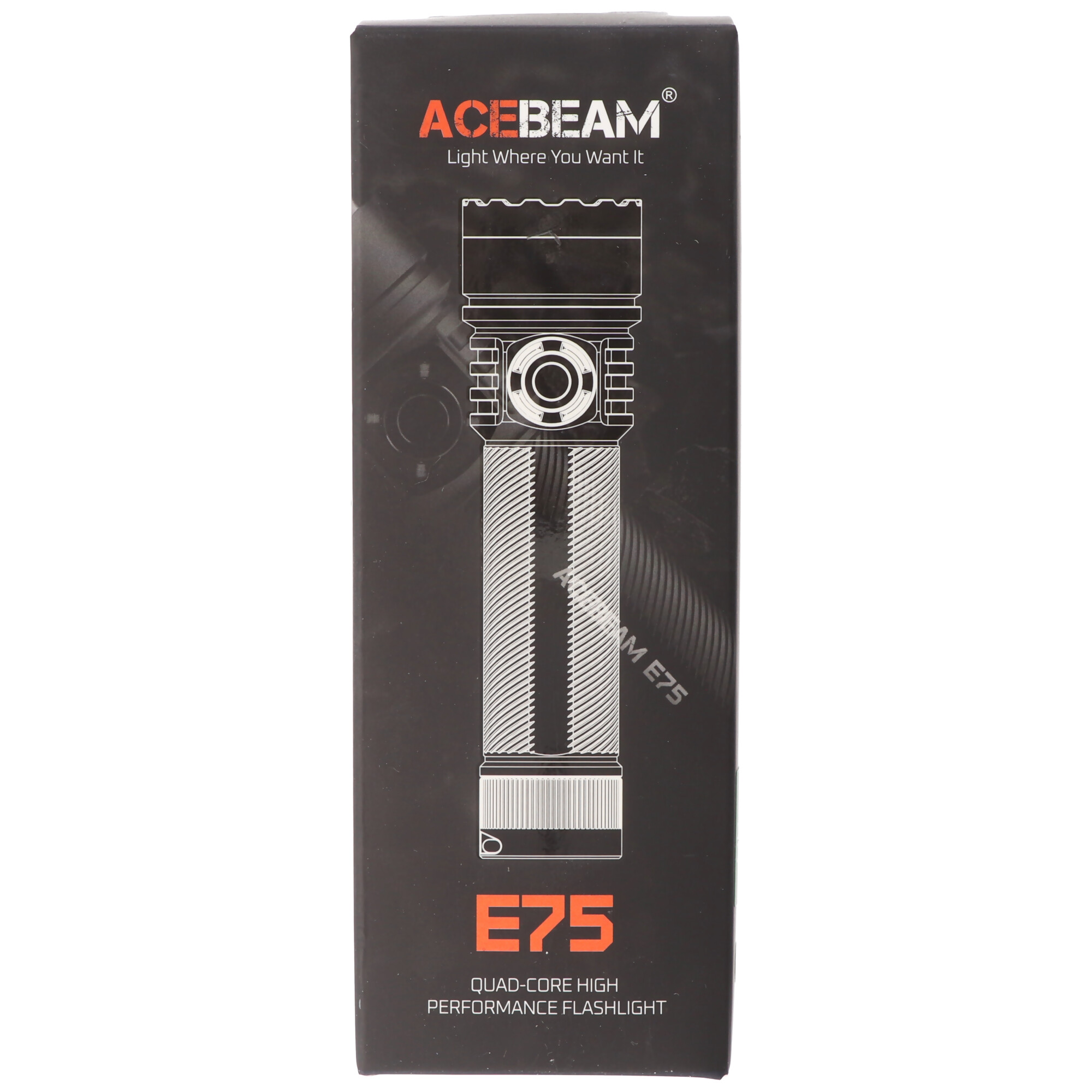 AceBeam E75 Quad Core LED Taschenlampe grün, 5.000K, bis zu 3000 Lumen Helligkeit, inklusive 21700 5000mAh Li-Ion Akku