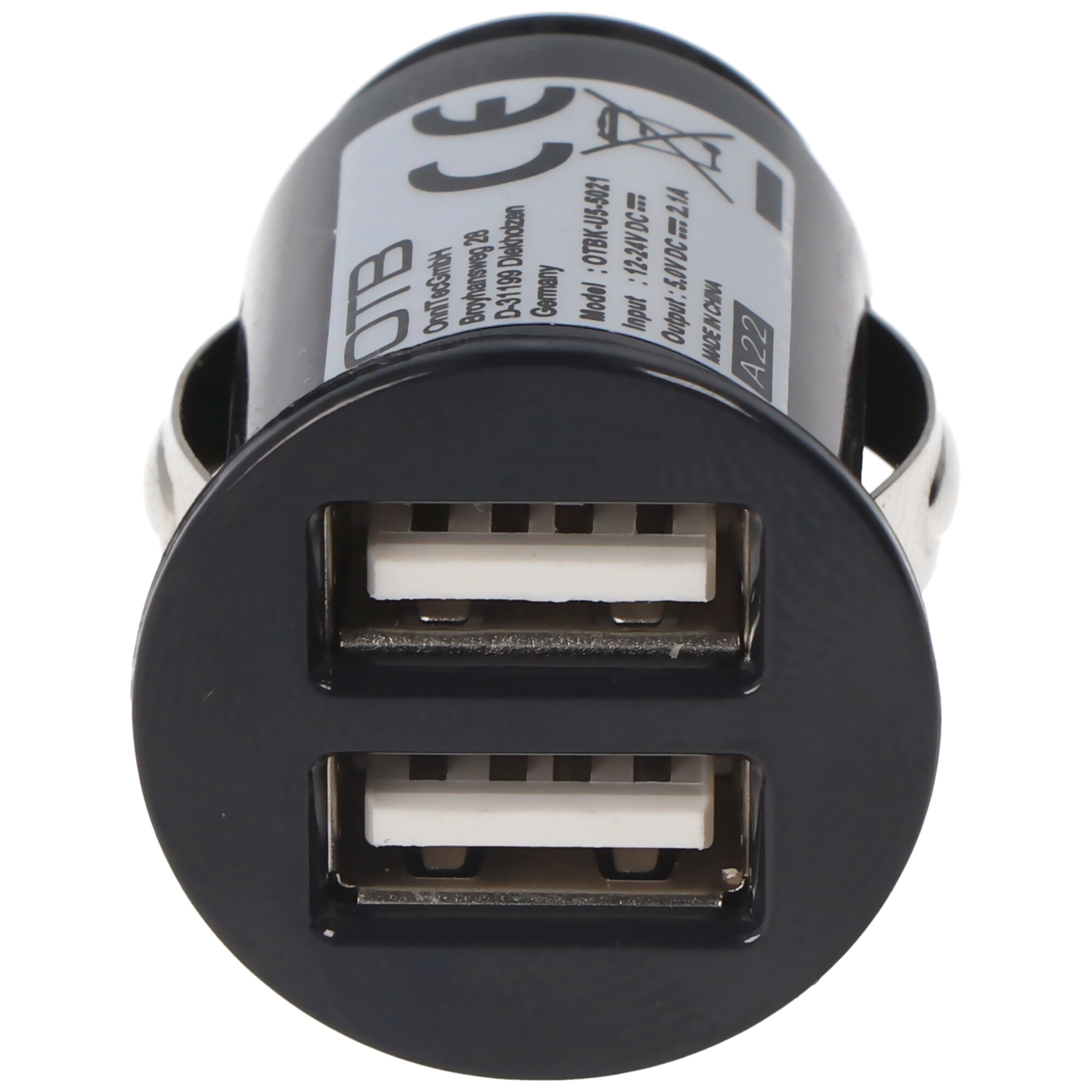 AccuCell KFZ-Ladeadapter USB - Dual USB - 2,1A - schwarz - TINY