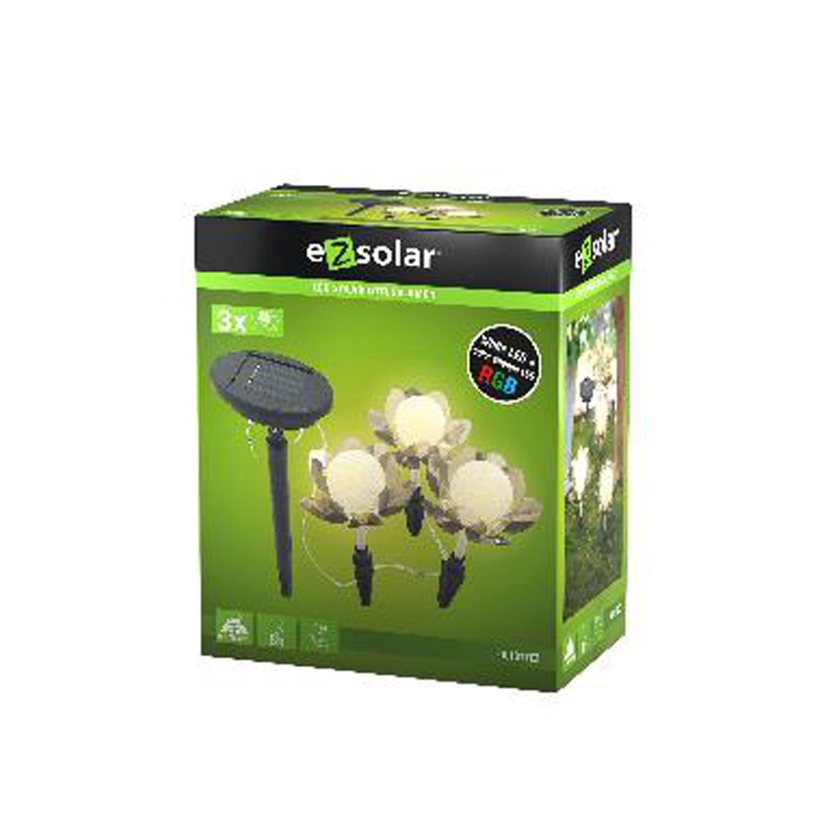 Lotusblume SOLAR LED 3 Stück mit Solarpanel und Akkus Standard AAA