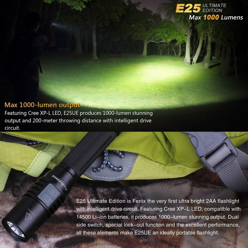 Fenix E25 Ultimate Edition Cree XP-L V5 LED Taschenlampe mit bis zu 1000 Lumen