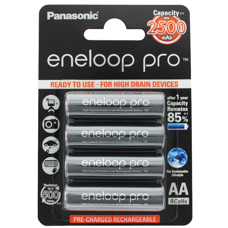Panasonic eneloop Pro (ehem. Sanyo eneloop Pro) HR-3UWX 4er Pack min. 2500mAh und Akkubox