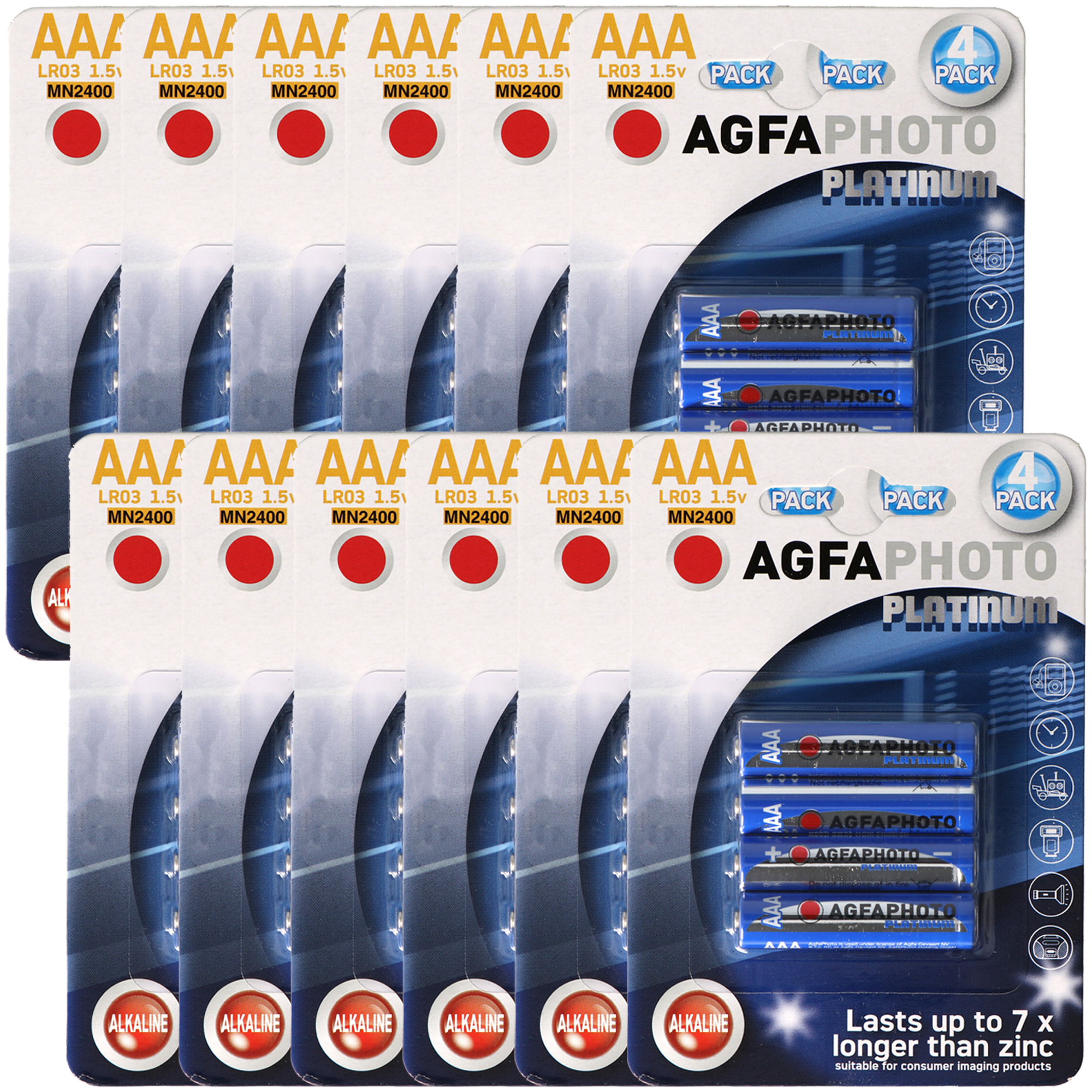 12x AgfaPhoto Micro AAA Alkaline Batterie LR03 4er Pack Platinum