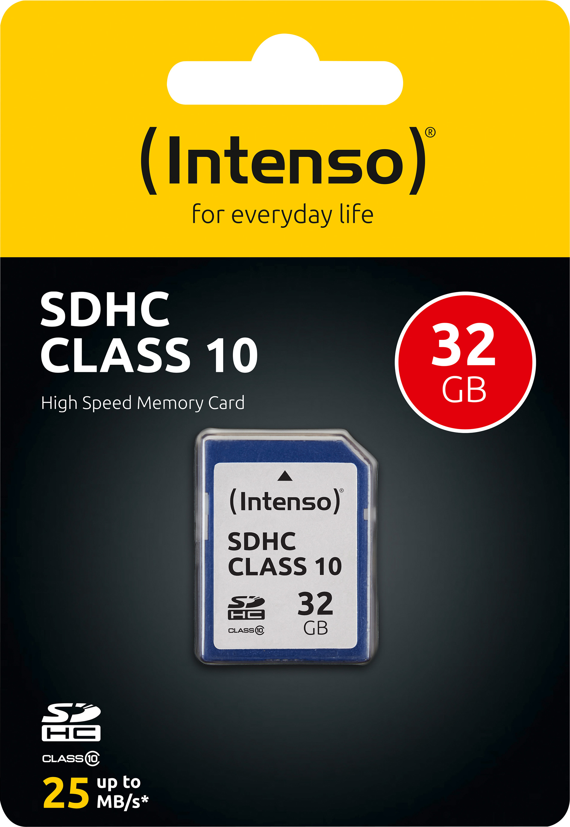 Intenso SDHC-Card 32GB, Class 10 (R) 25MB/s, (W) 10MB/s, Retail-Blister