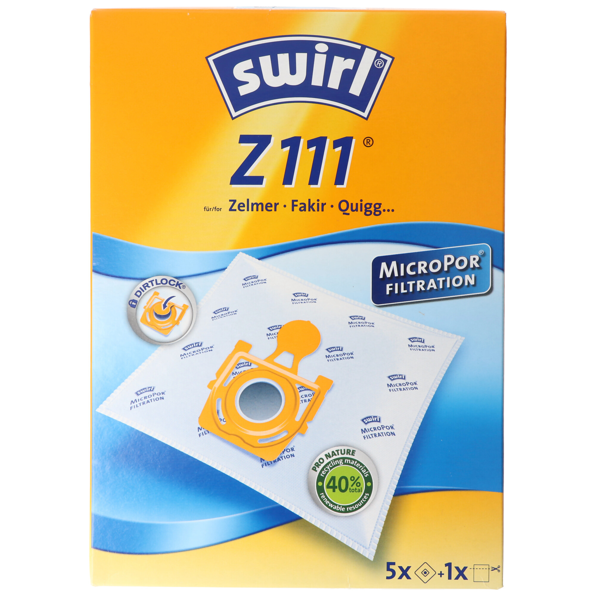 Swirl Staubsaugerbeutel Z111 MicroPor für Zelmer, Fakir und Quigg Staubsauger
