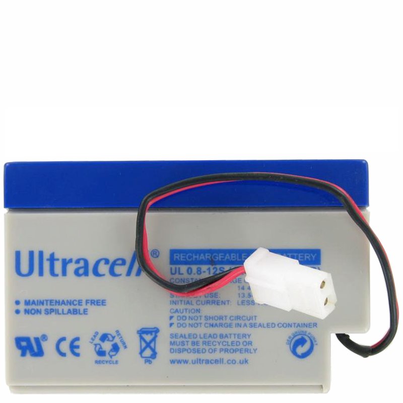 UL0.8-12 Ultracell Blei Akku 12 Volt 0,8Ah mit Kabel und AMP-Stecker (bitte unbedingt Stecker mit Ihrem vergleichen)