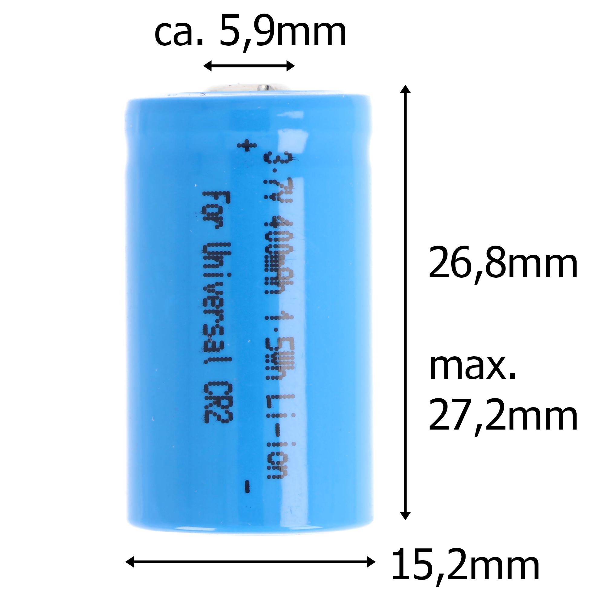 3.7 Volt Akku Li-ion CR2 Akku mit 3,7 Volt, Ladeschlussspannung 4,2V max. 400mAh CR15H270 Spannung beachten