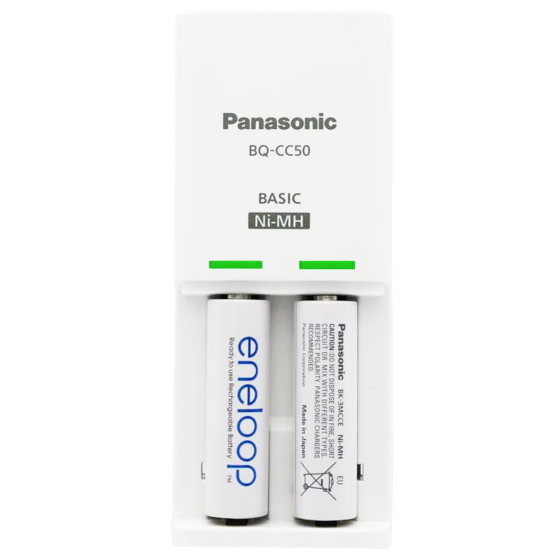 Panasonic BQ-CC50 Ladegerät für 1-2 AA, AAA inkl. 2 Stück BK-3MCC Mignon und AccuSafe