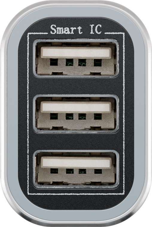 USB Auto Ladegerät mit drei USB-Ports, max. 16,5 W, lädt Geräte am