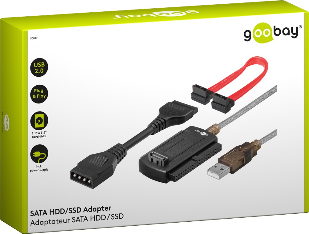 Goobay SATA HDD/SSD Adapter - zum Anschluss an den PC über Hi-Speed USB 2.0