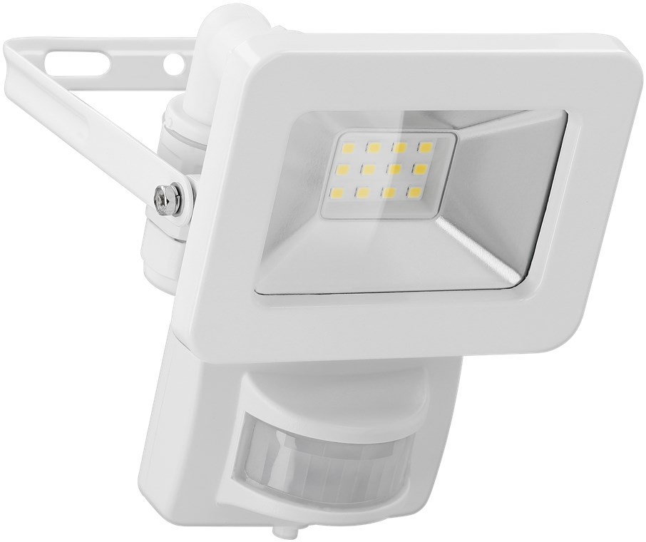 Goobay LED-Außenstrahler, 10 W, mit Bewegungsmelder - mit 850 lm, neutralweißem Licht (4000 K), PIR-Sensor mit ON-/OFF-Funktion und M16-Kabelverschraubung, für den Außeneinsatz geeignet (IP44)