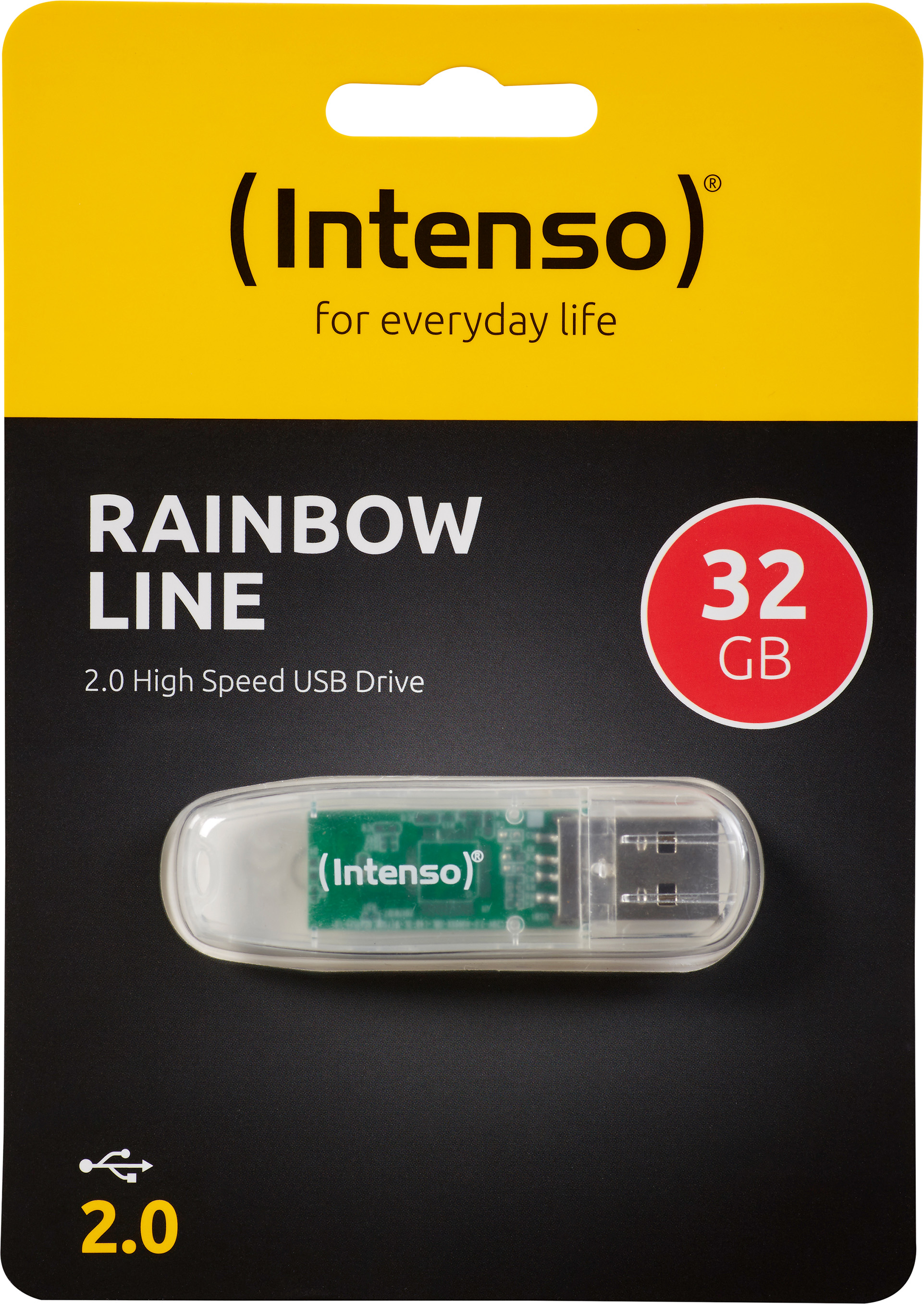 Intenso USB 2.0 Stick 32GB, Rainbow Line, transparent (R) 28MB/s, (W) 6.5MB/s, Retail-Blister