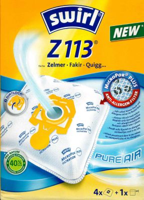 Swirl Staubsaugerbeutel Z113 MicroPor Plus für Zelmer, Fakir und Quigg Staubsauger