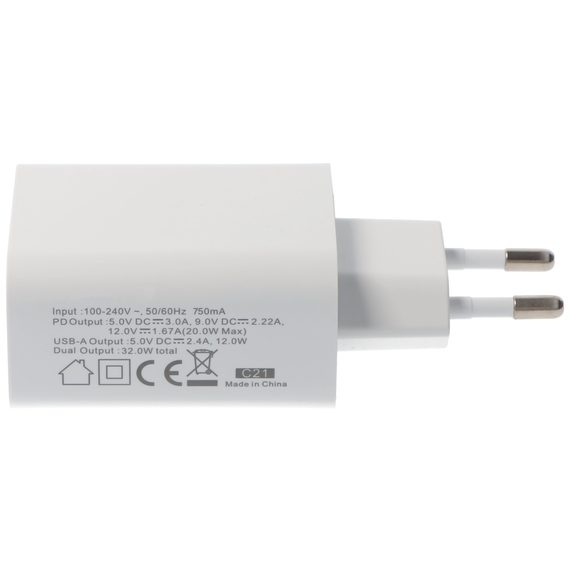 Dual-USB Schnellladegerät USB QC3.0 28W weiß, lädt bis zu 4x schneller als Standard USB-Ladegeräte