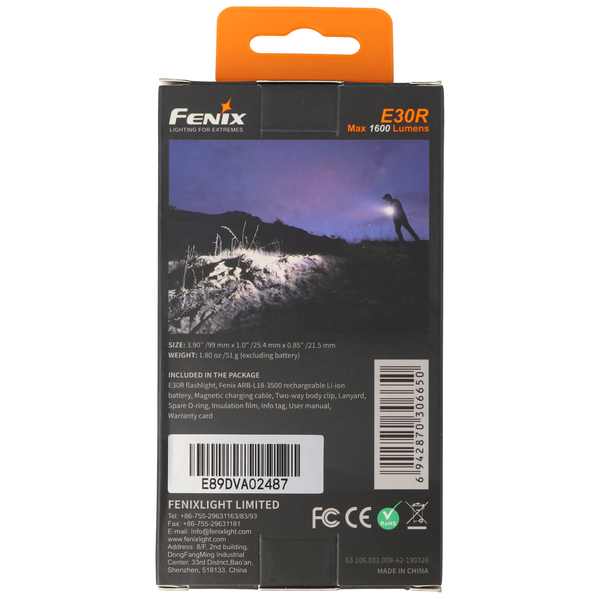 Fenix E30R LED Taschenlampe mit bis zu 1600Lumen, inklusive 3500mAh Akku und Magnetladekabel