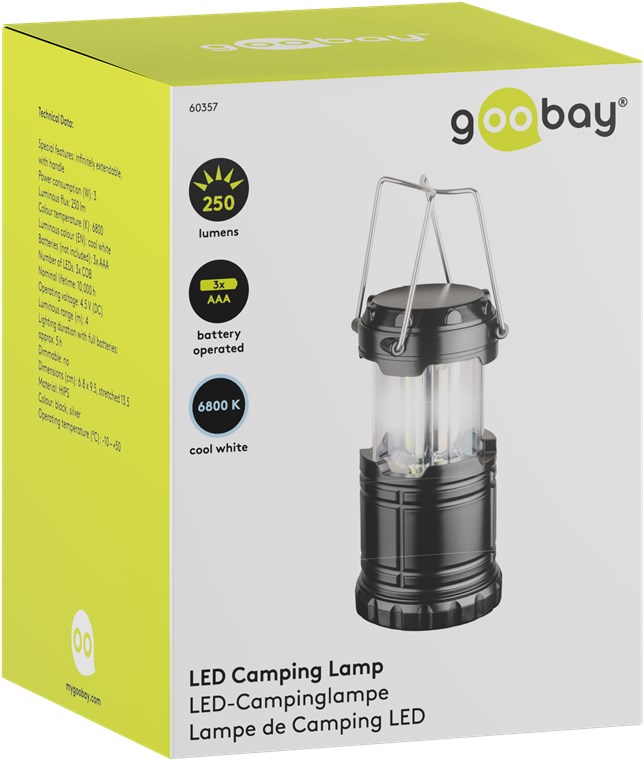 Goobay LED-Campinglampe High Bright 250 - Ziehleuchte im kompakten Format, sehr hell, kaltweiß (6800 K)