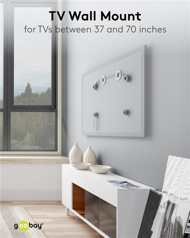 Goobay TV-Wandhalterung EasyMount Universal - Halterung für Fernseher von 37 bis 70 Zoll (94-178 cm) bis 50 kg mit flexiblen Kabelsystem