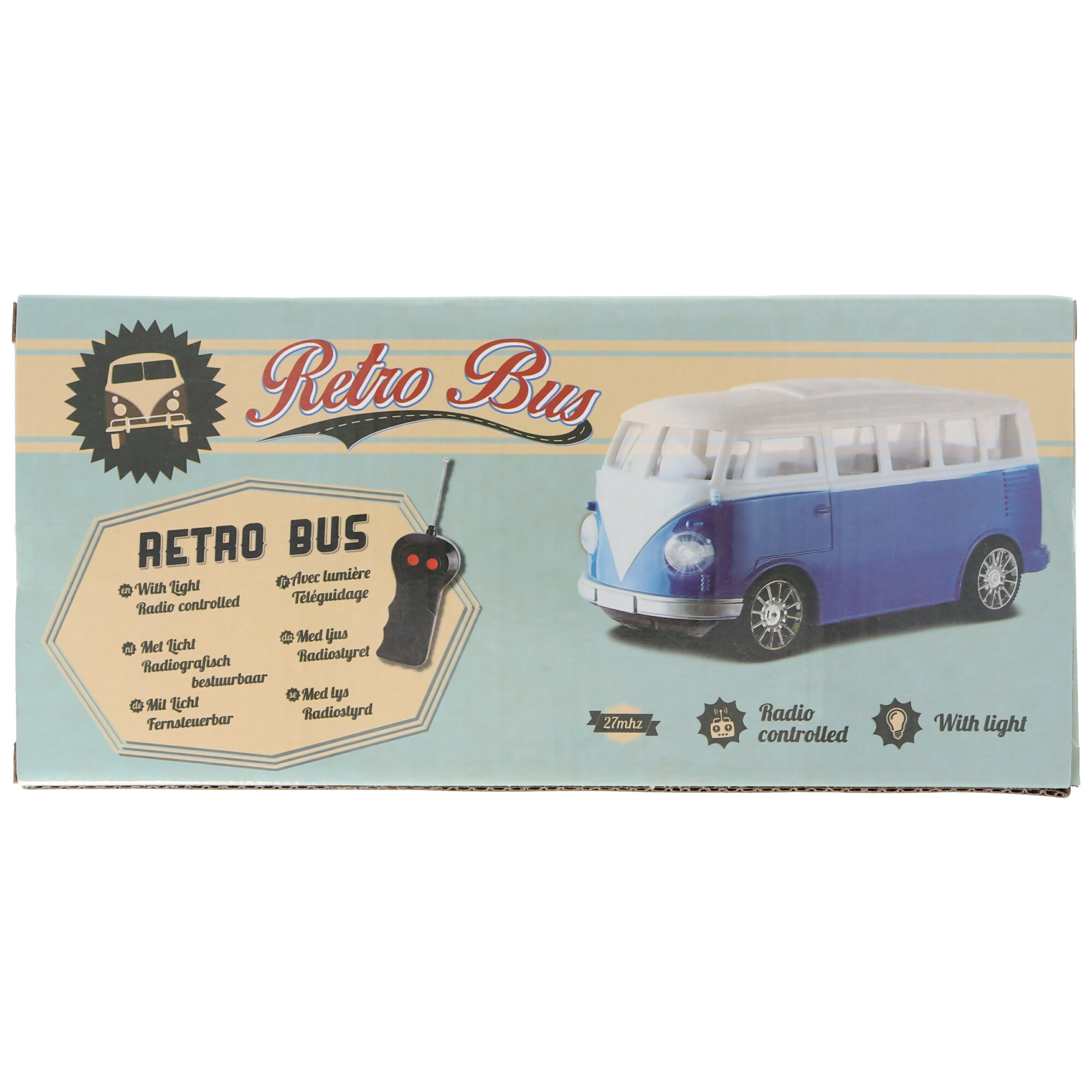 Retro Bus Bulli RC-Model im Maßstab 1:24 Farbe blau inklusive 5 AA Mignon Batterien
