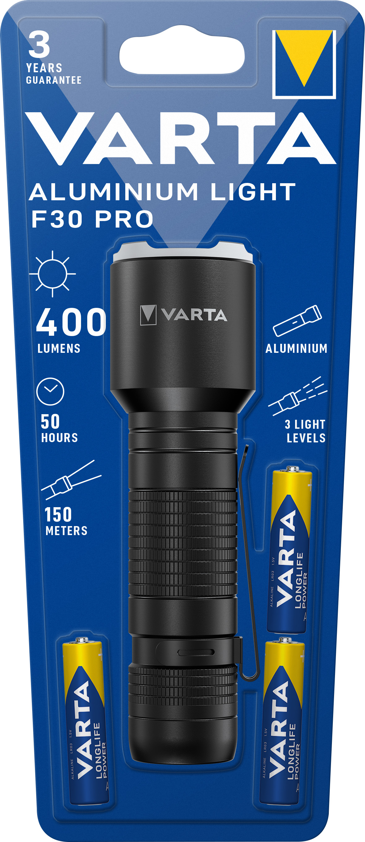 Varta LED Taschenlampe Aluminium Light 400lm, inkl. 3x Alkaline AAA, Retail Blister