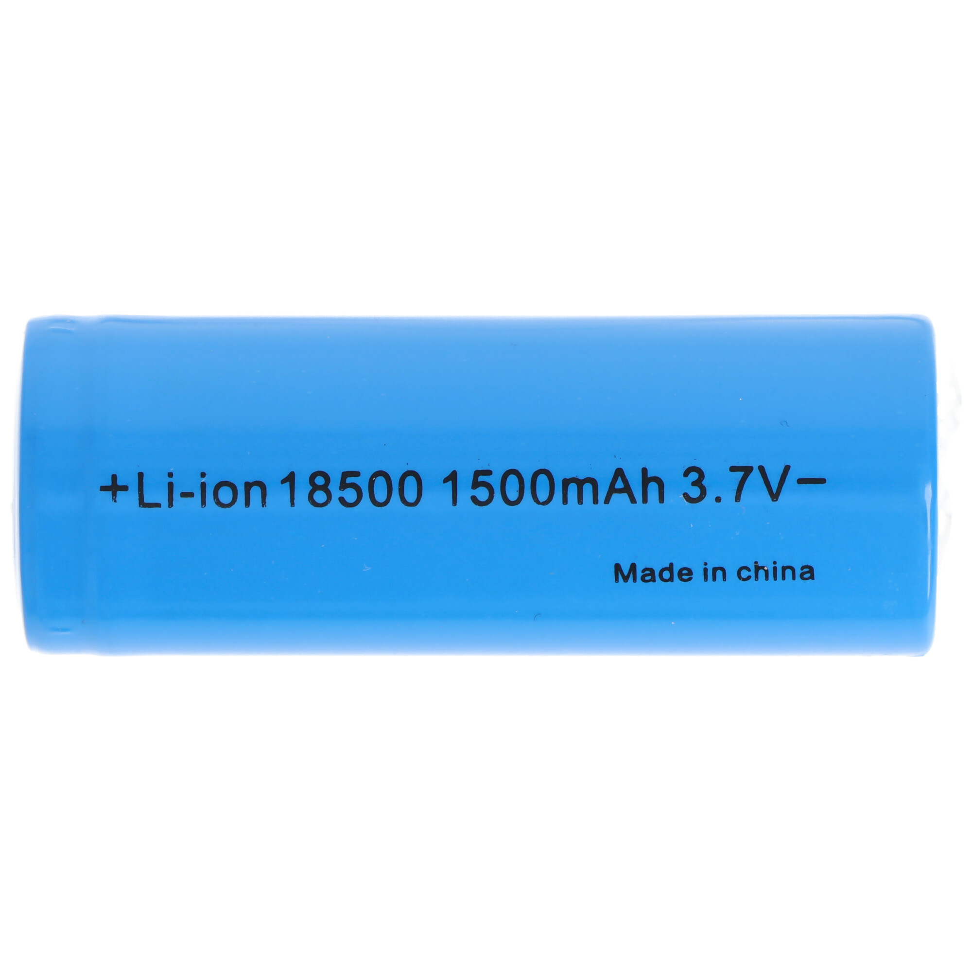 18500 Li-Ion Akku mit 3,6-3,7 Volt, 18500-A1, 1500mAh, flacher Pluspol, 48,9 x 18,3mm