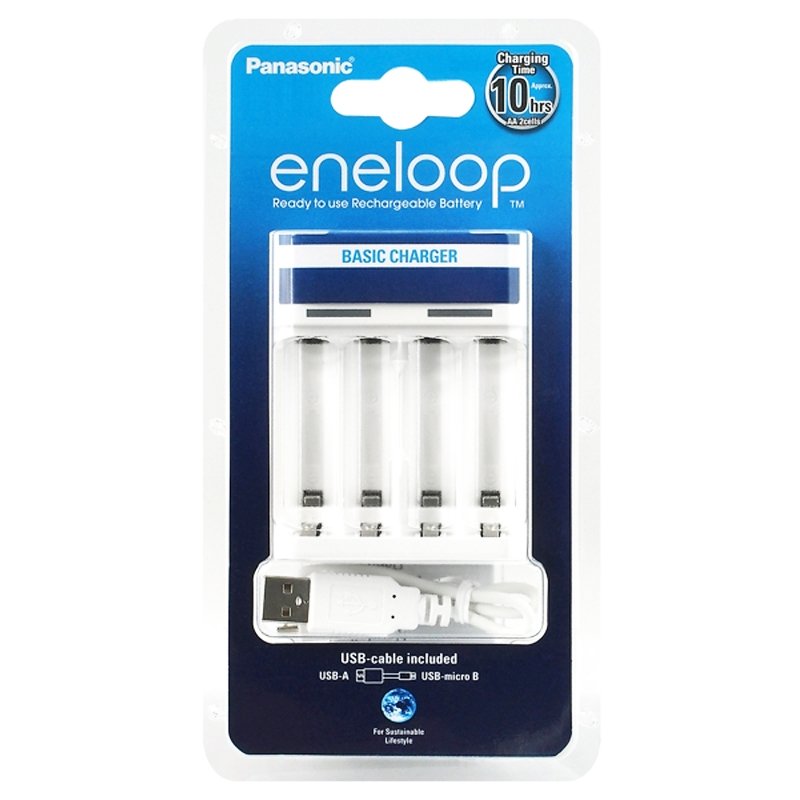 Panasonic eneloop Standard USB Ladegerät BQ-CC61 weiß für 2 oder 4 Akkus Mignon, AA oder Micro, AAA