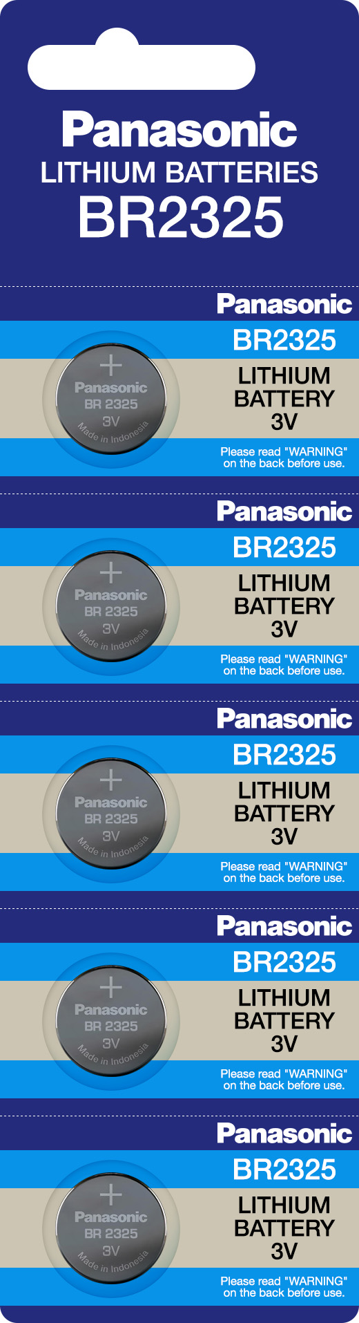 Panasonic Batterie Lithium, Knopfzelle, BR2325, 3V Electronics, Lithium Power, Retail Blister (5-Pack)