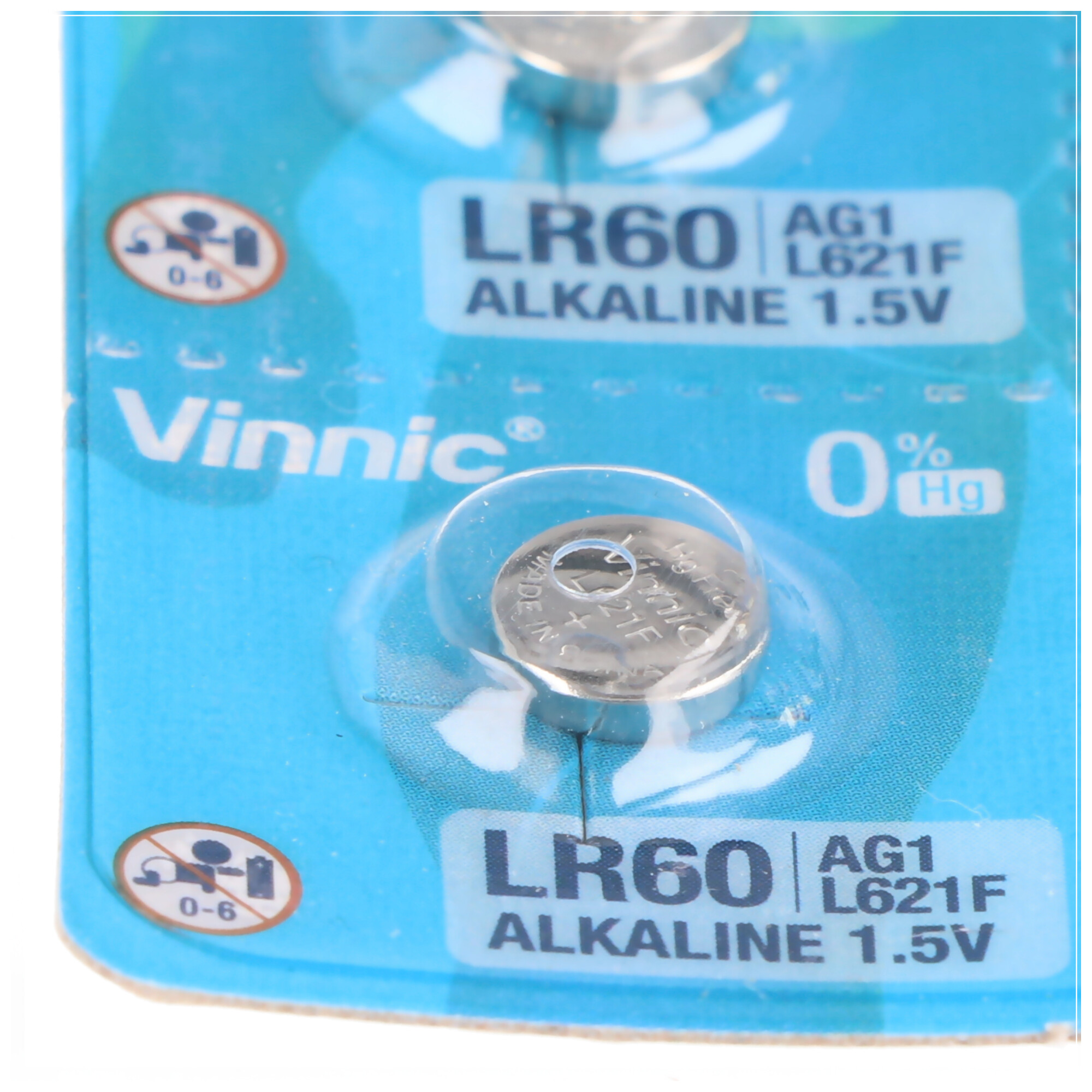 10 Stück AG1 Alkaline-Einweg-Batterie Type G1, AG1, L621, LR60, 6,8x6,8x2,15mm