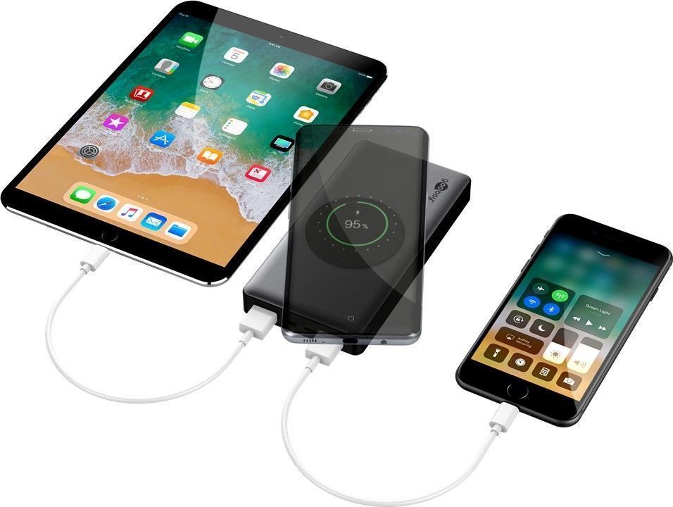 Goobay Wireless Quick Charge Powerbank 10.0 (10.000 mAh) - superschnelle Ladetechnik mit Quick Charge QC3.0, USB-C™