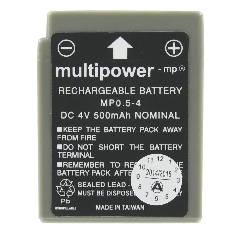 Multipower MP0.5-4 Akku PB Blei, 4 Volt 500mAh mit K-Kontakt MP0,5-4 Akku