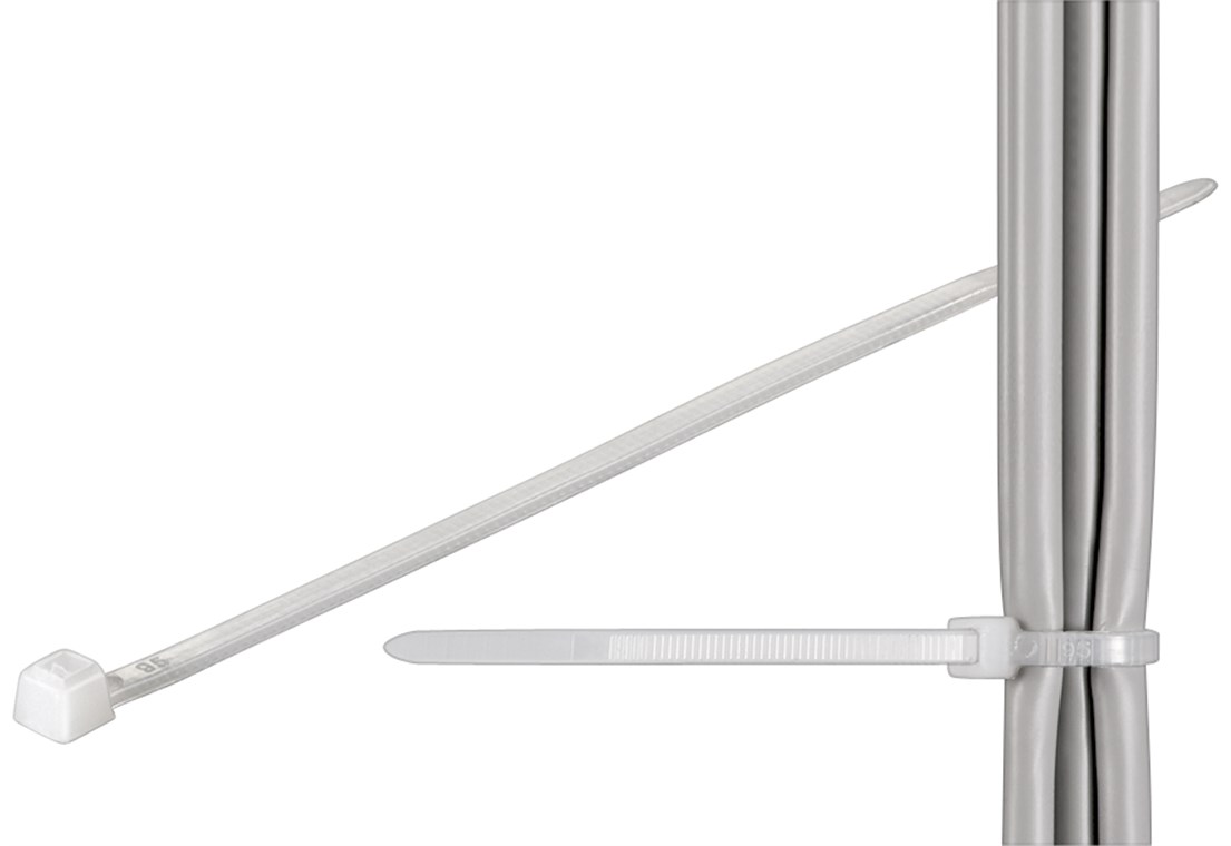 Goobay Kabelbinder, wetterfester Nylon - 2,5 mm breit und 200 mm lang, transparent-weiß