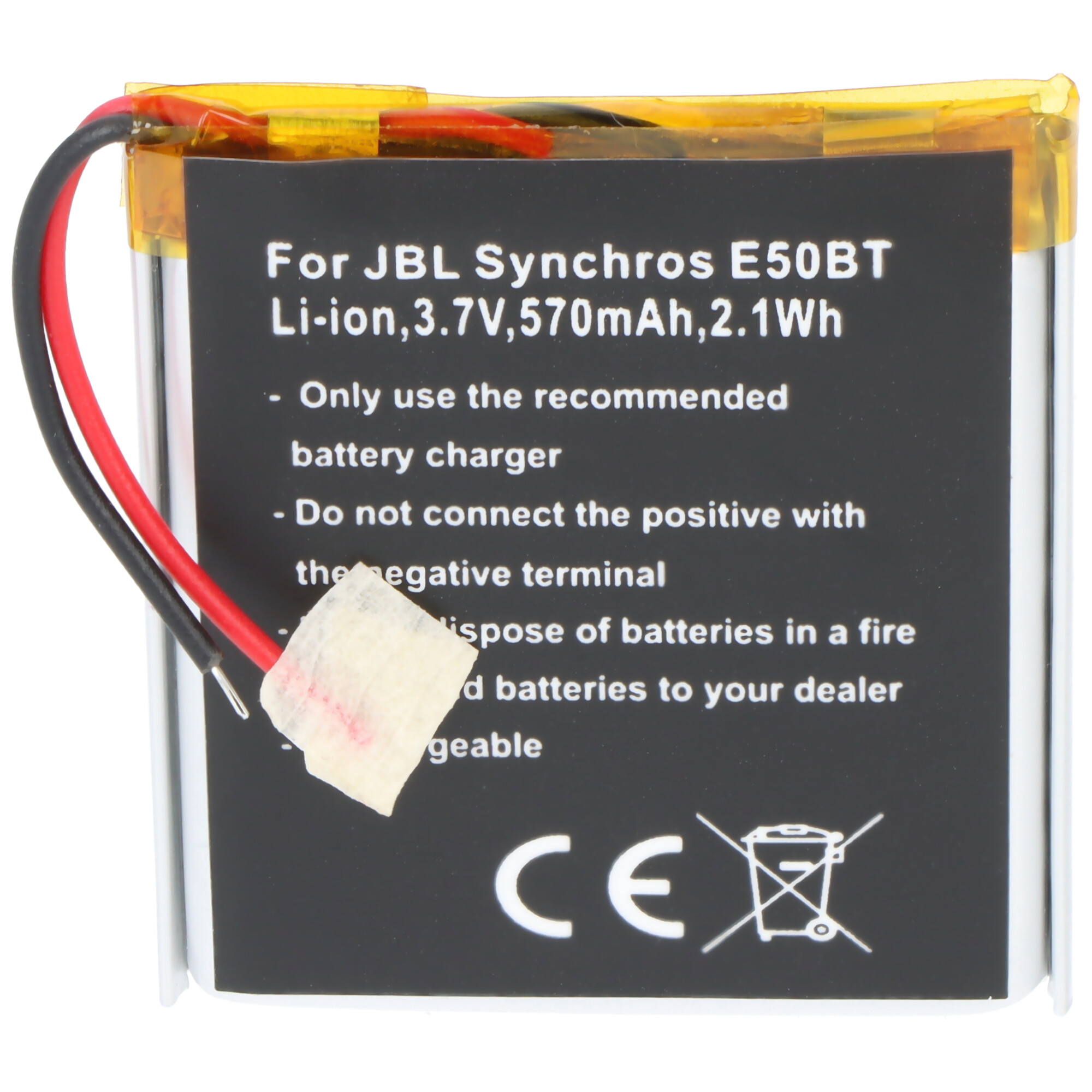 Akku passend für JBL Synchros E50BT, Li-Ion, 3,7V, 570mAh, 2,1Wh, built-in, ohne Werkzeug