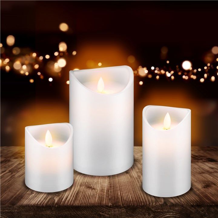 Goobay LED Echtwachs-Kerze weiß, 7,5x10 cm - wunderschöne und sichere Lichtlösung