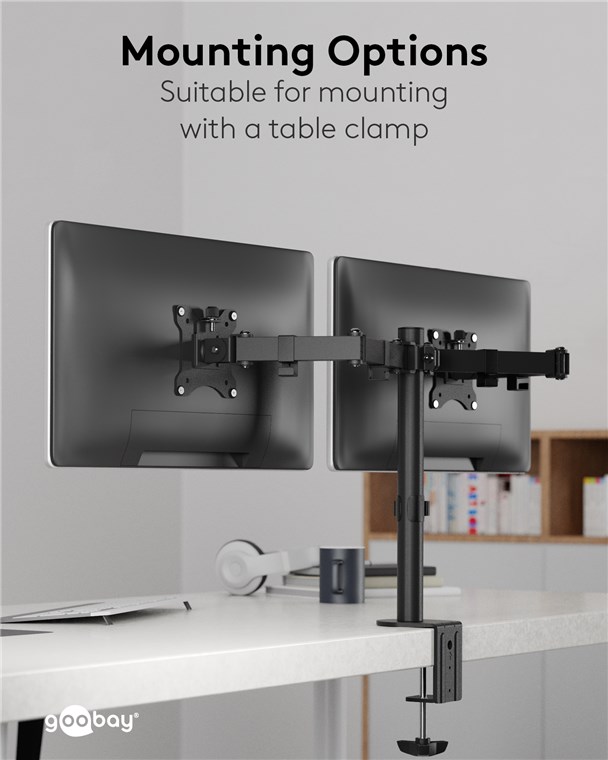 Goobay Doppel-Monitorhalterung Flex - für Monitore zwischen 17 und 32 Zoll (43-81 cm)