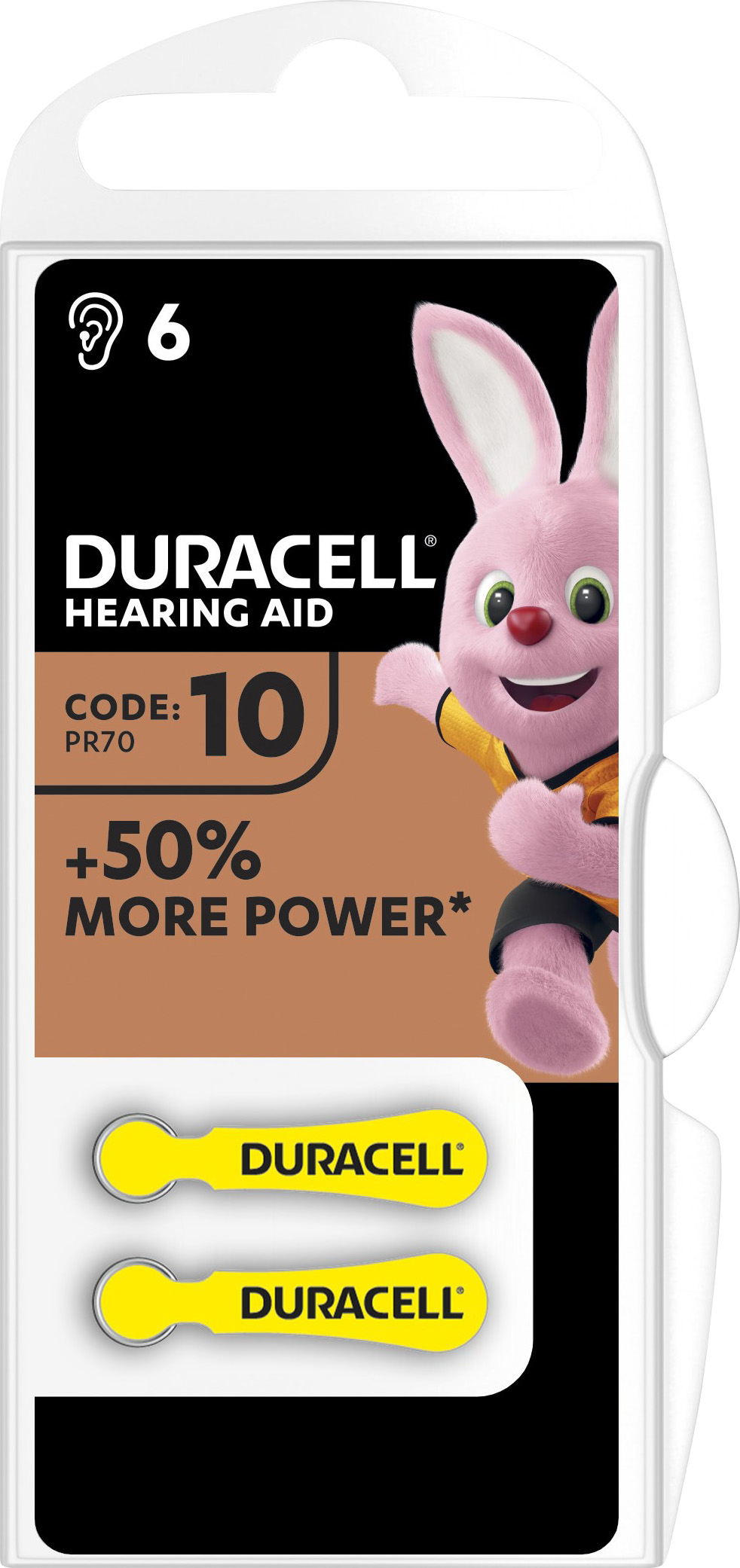 Duracell Batterie Zinc Air, 10, 1.4V Easy Tab, Retail Blister (6-Pack)