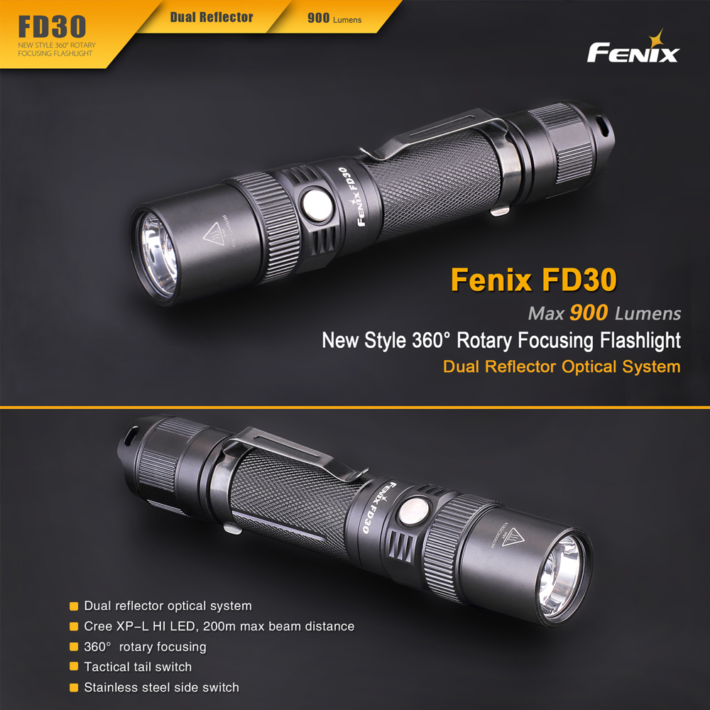 Fenix FD30 LED Taschenlampe mit Cree XP-L HI 360 Grad fokussierbar inkl. 3500mAh Akku