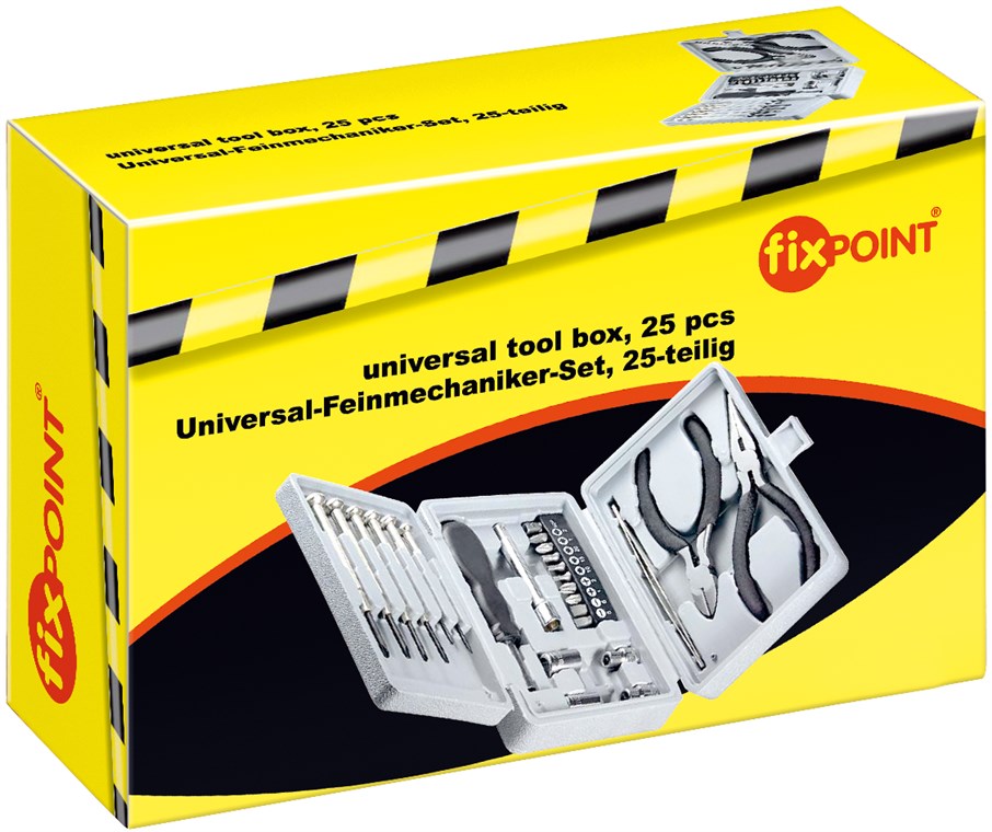 Fixpoint 25-teiliges Universal-Feinmechaniker-Set - geliefert in praktischer Plastikbox