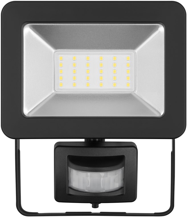 Goobay LED-Außenstrahler, 30 W, mit Bewegungsmelder - mit 2550 lm, neutralweißem Licht (4000 K), PIR-Sensor mit ON-/OFF-Funktion und M16-Kabelverschraubung, für den Außeneinsatz geeignet (IP44)