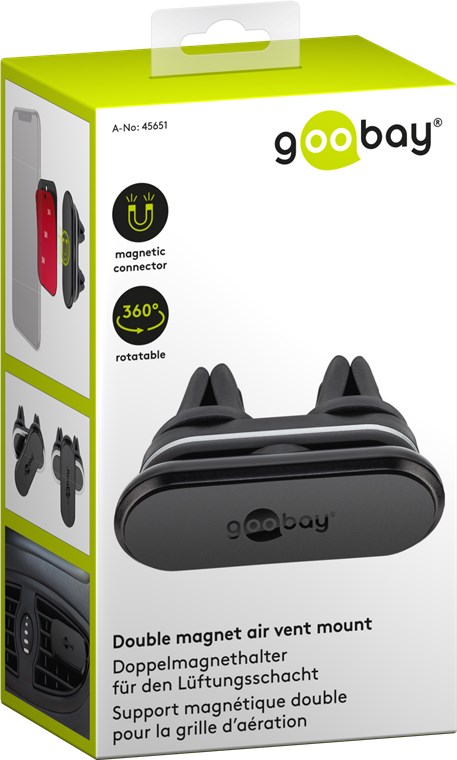 Goobay Doppelmagnethalter für den Lüftungsschacht - zur einfachen und sicheren Befestigung im Fahrzeug