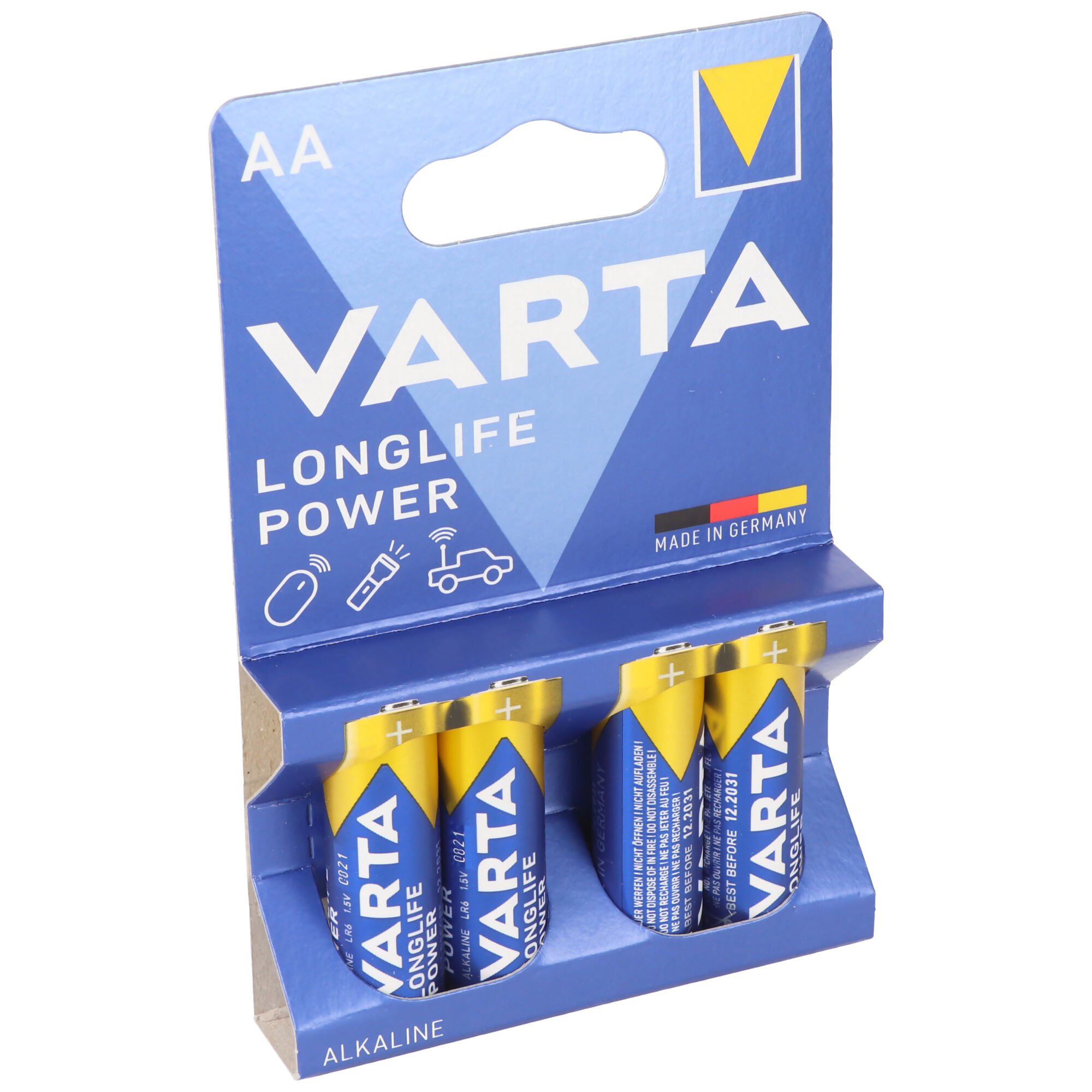 Varta Longlife Power (ehem. High Energy) 4906 Mignon AA Batterien 4er Blister Made in Germany