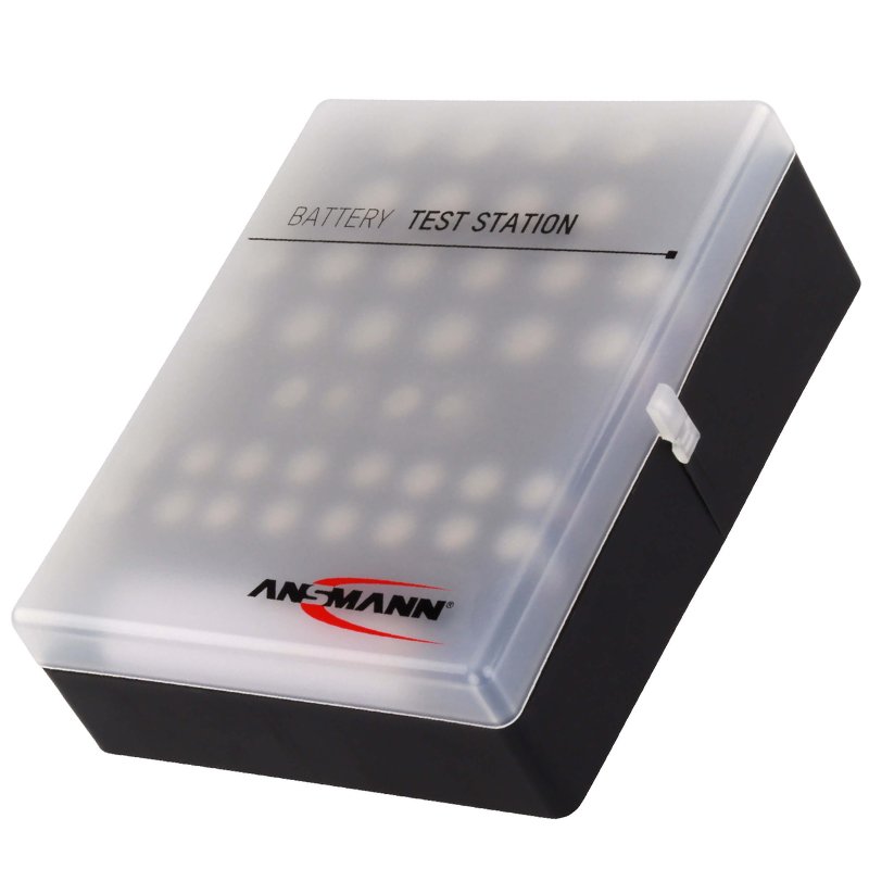 Ansmann Akku und Batterien Aufbewahrungs-Box für bis zu 24x AA, 16x AAA, 4x 9V, inklusive Tester