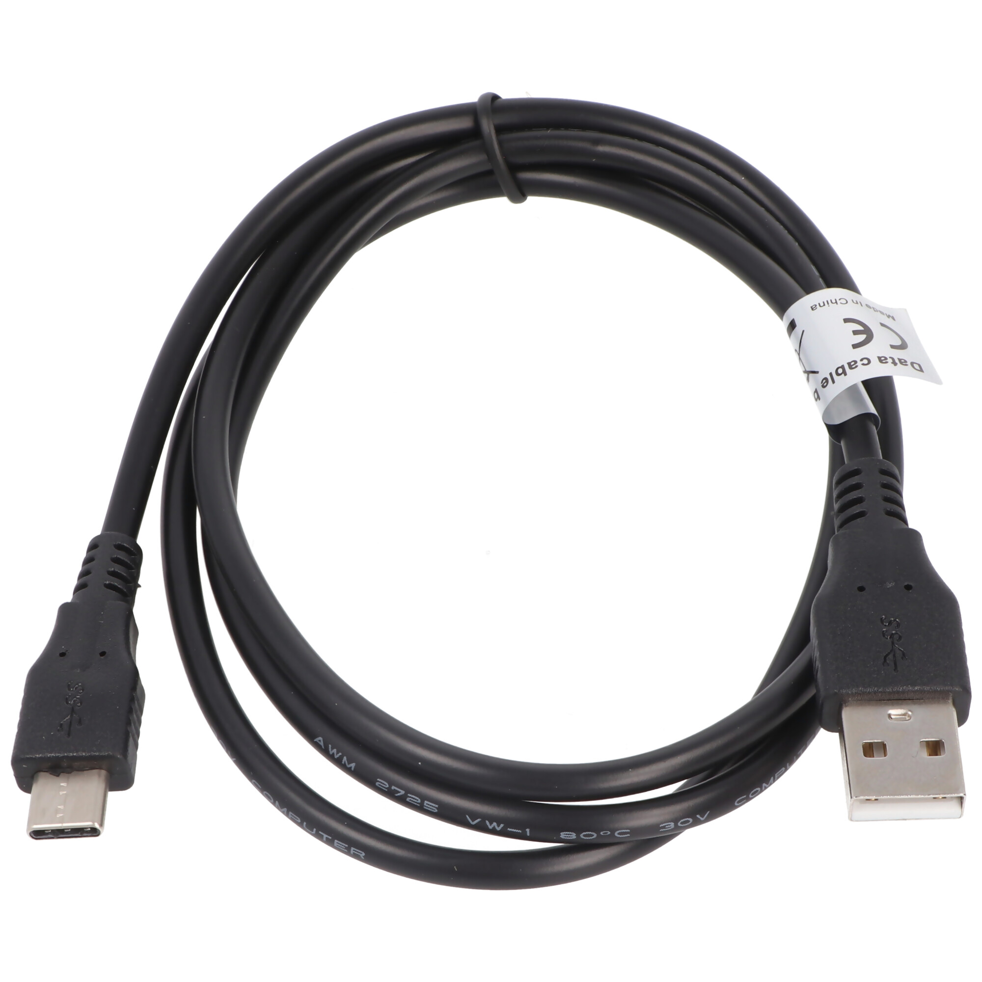 AccuCell Datenkabel - 1A USB Type C (USB-C) Stecker auf USB A (USB-A 2.0) Stecker - 1,0m