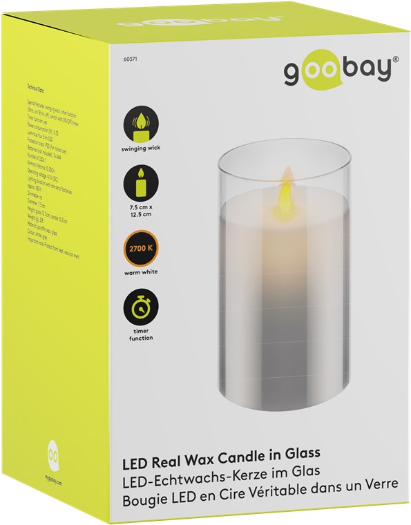 Goobay LED-Echtwachs-Kerze im Glas, 7,5 x 12,5 cm - wunderschöne und sichere Lichtlösung für viele Bereiche wie Haus und Loggia, Büros oder Schulen