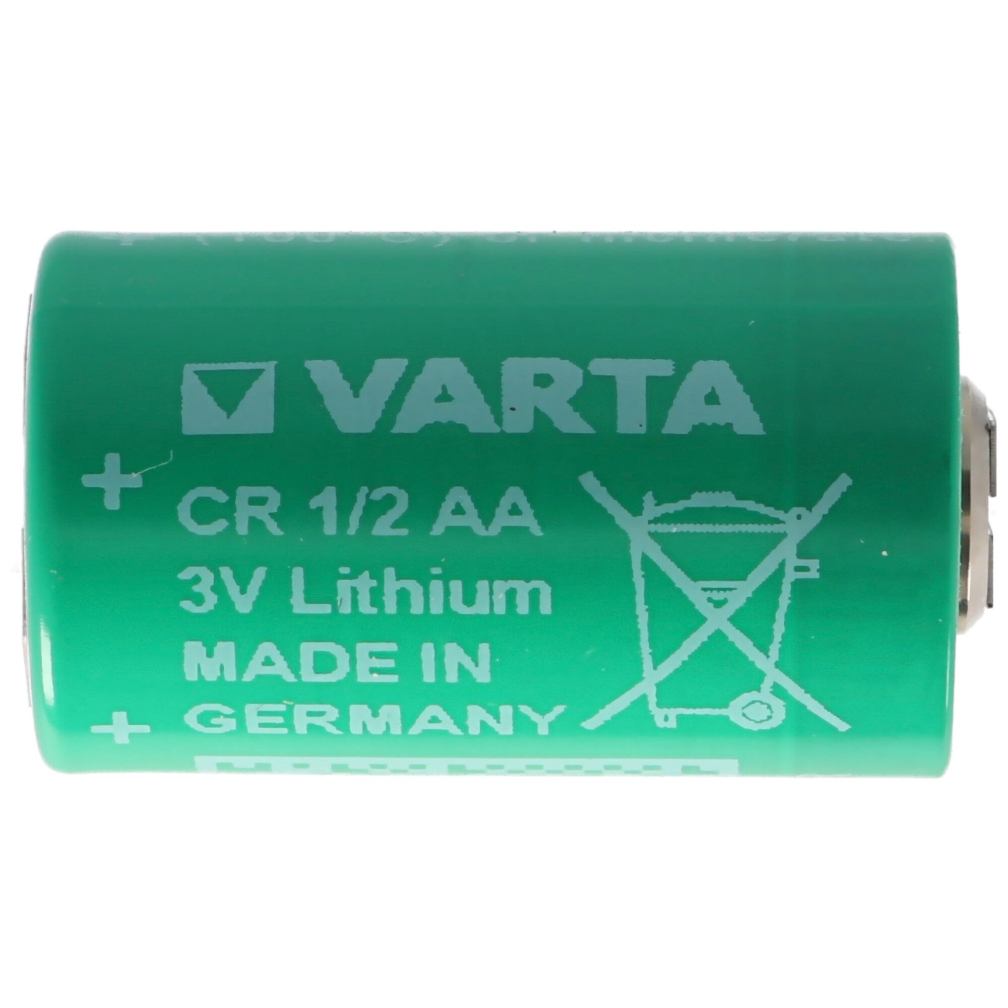 Varta CR1/2AA Lithium Batterie 6127 mit 3er Print Lötfahne, Pluskontakt 2er, Minus 1er, Rastermaß 10mm