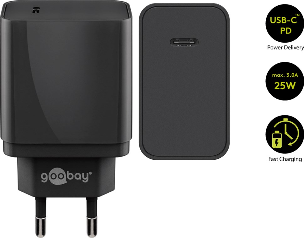 Goobay Lightning/USB-C™ PD-Ladeset (25 W) - USB-C™ Netzteil 25 W inklusive USB-C™ auf Lightning  Kabel für z.B. iPhone 12